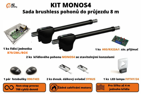 KIT MONOS4 - sada brushless pohonů až do 8 m průjezdu